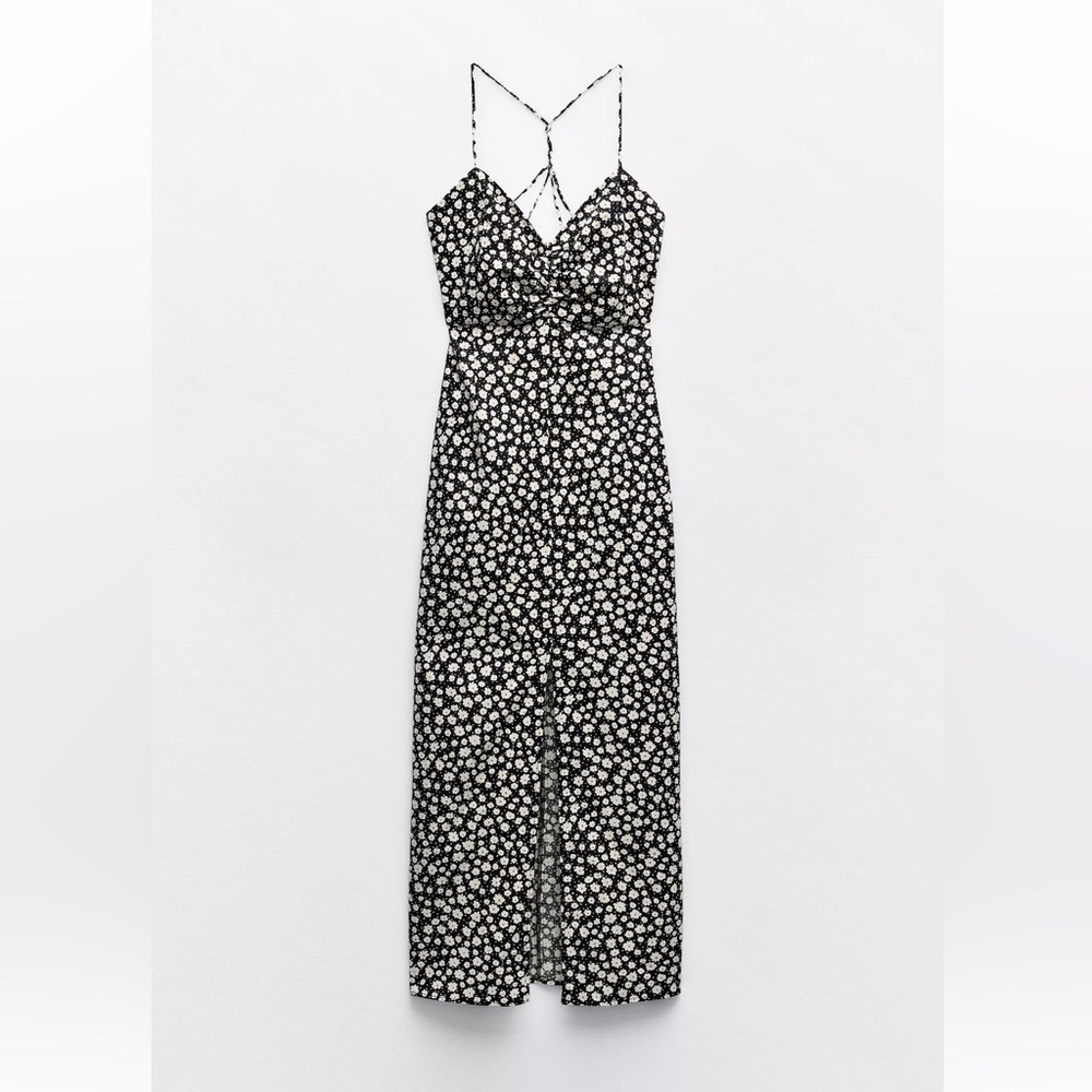 Zara Black and White Maxi Sundress Spaghetti Strap